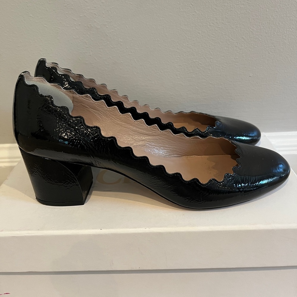 Chloe black patent heel